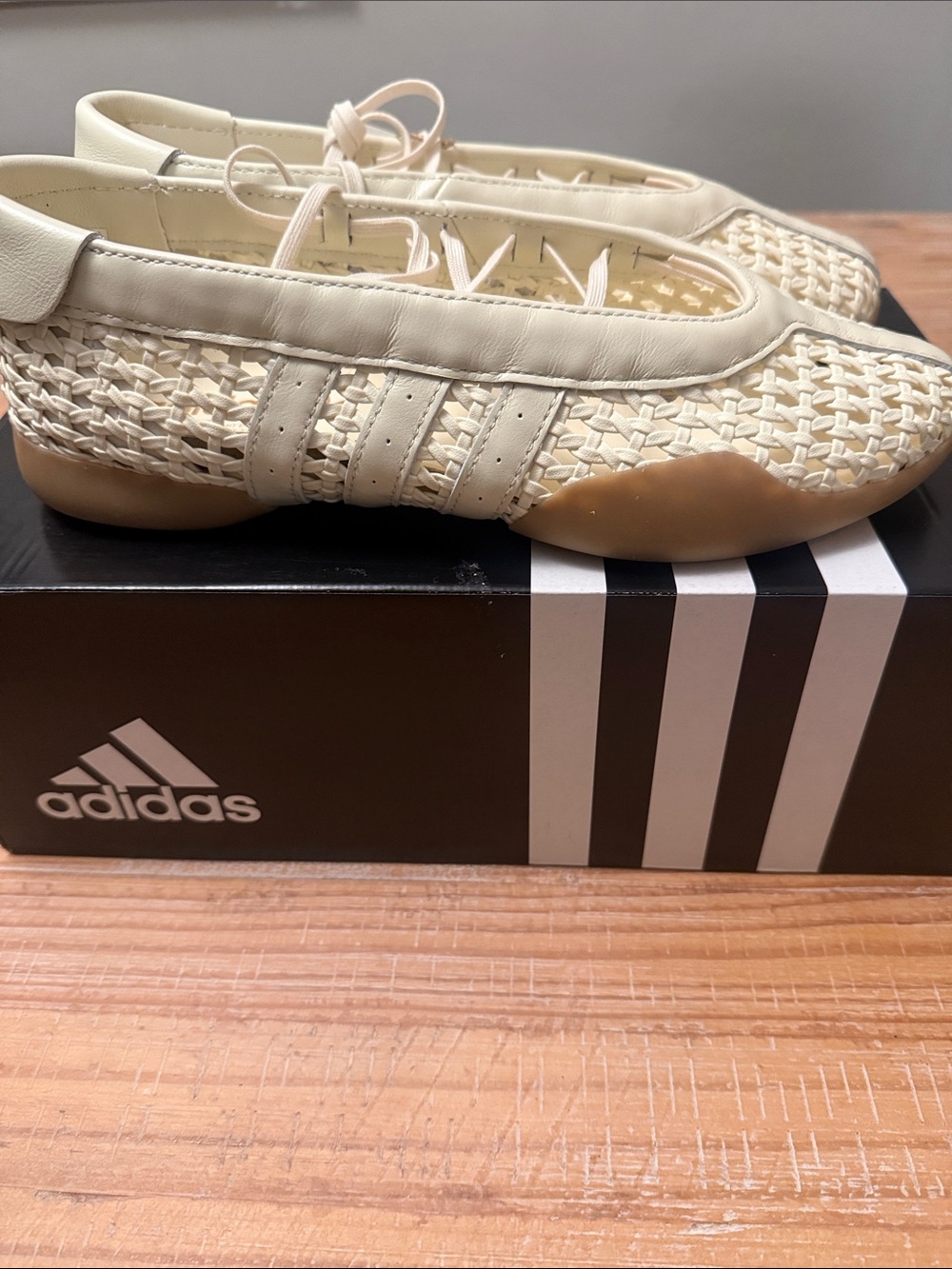 adidas Women’s Cream Woven Lace-Up Flats